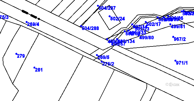 Parcela st. 269/6 v KÚ Rychlov u Bystřice pod Hostýnem, Katastrální mapa