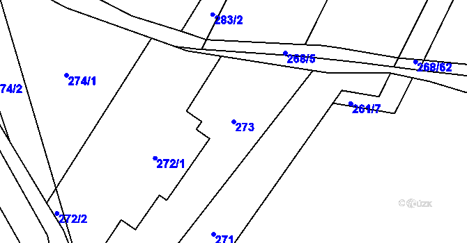 Parcela st. 273 v KÚ Rychlov u Bystřice pod Hostýnem, Katastrální mapa