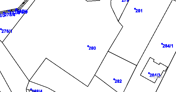 Parcela st. 280 v KÚ Rychlov u Bystřice pod Hostýnem, Katastrální mapa
