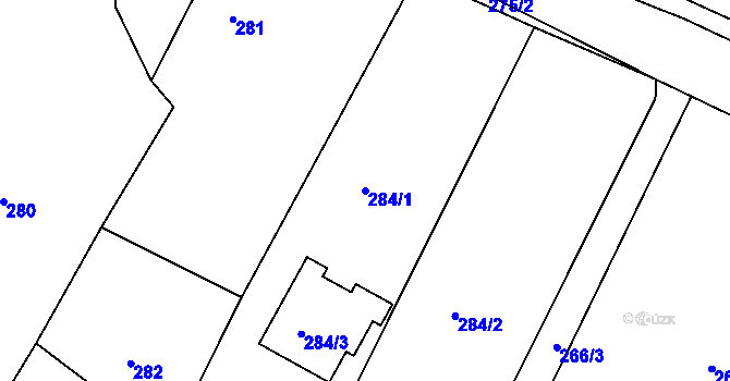 Parcela st. 284/1 v KÚ Rychlov u Bystřice pod Hostýnem, Katastrální mapa