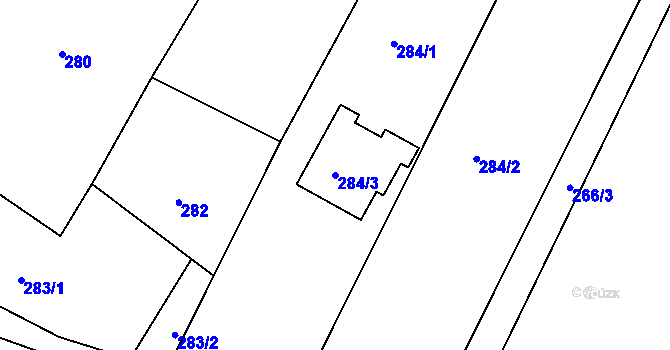 Parcela st. 284/3 v KÚ Rychlov u Bystřice pod Hostýnem, Katastrální mapa