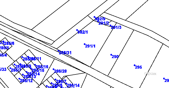 Parcela st. 291/1 v KÚ Rychlov u Bystřice pod Hostýnem, Katastrální mapa
