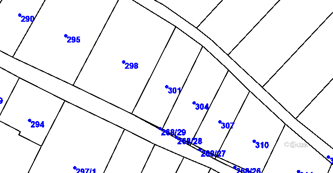 Parcela st. 301 v KÚ Rychlov u Bystřice pod Hostýnem, Katastrální mapa
