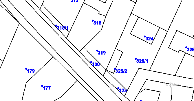 Parcela st. 319 v KÚ Rychlov u Bystřice pod Hostýnem, Katastrální mapa