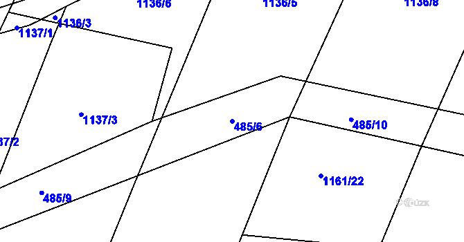 Parcela st. 485/6 v KÚ Rychlov u Bystřice pod Hostýnem, Katastrální mapa