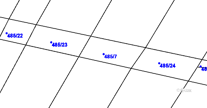 Parcela st. 485/7 v KÚ Rychlov u Bystřice pod Hostýnem, Katastrální mapa