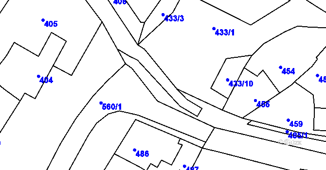 Parcela st. 485/8 v KÚ Rychlov u Bystřice pod Hostýnem, Katastrální mapa