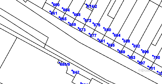 Parcela st. 634/6 v KÚ Rychlov u Bystřice pod Hostýnem, Katastrální mapa