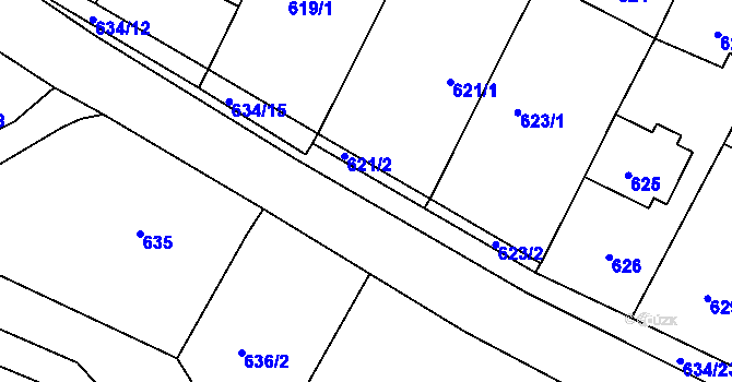 Parcela st. 634/14 v KÚ Rychlov u Bystřice pod Hostýnem, Katastrální mapa