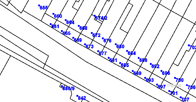 Parcela st. 677 v KÚ Rychlov u Bystřice pod Hostýnem, Katastrální mapa