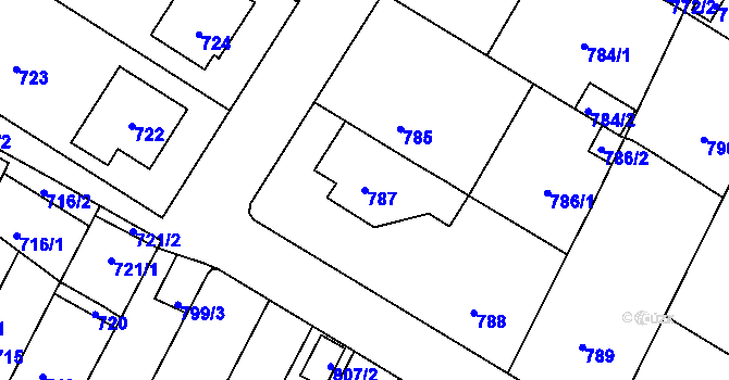 Parcela st. 787 v KÚ Rychlov u Bystřice pod Hostýnem, Katastrální mapa