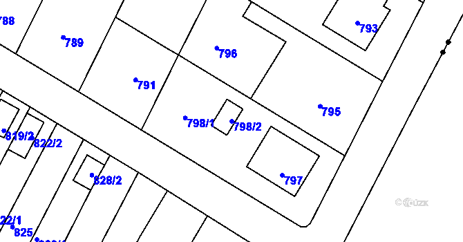 Parcela st. 798/2 v KÚ Rychlov u Bystřice pod Hostýnem, Katastrální mapa