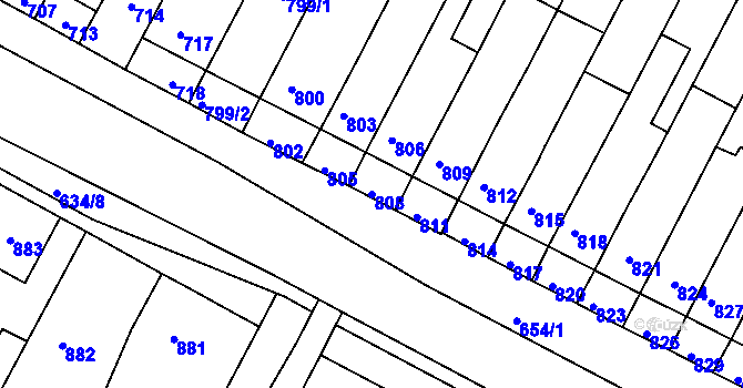 Parcela st. 808 v KÚ Rychlov u Bystřice pod Hostýnem, Katastrální mapa