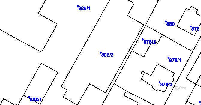 Parcela st. 886/2 v KÚ Rychlov u Bystřice pod Hostýnem, Katastrální mapa