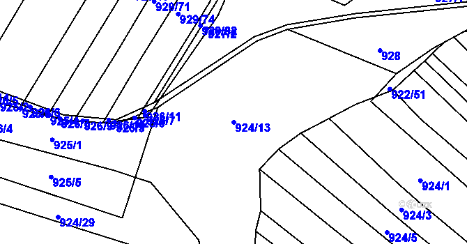 Parcela st. 924/13 v KÚ Rychlov u Bystřice pod Hostýnem, Katastrální mapa
