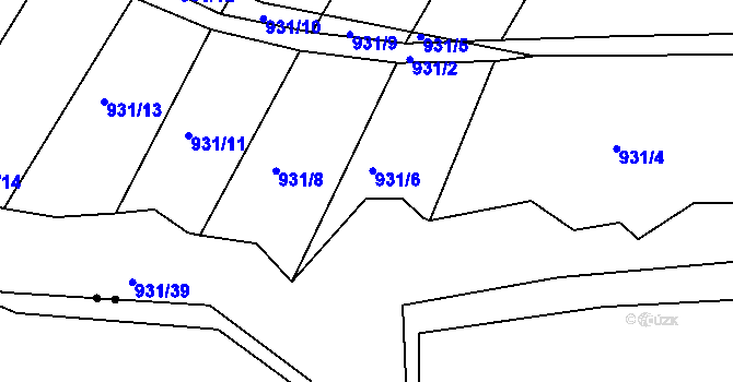 Parcela st. 931/6 v KÚ Rychlov u Bystřice pod Hostýnem, Katastrální mapa