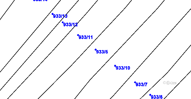 Parcela st. 933/5 v KÚ Rychlov u Bystřice pod Hostýnem, Katastrální mapa