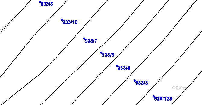 Parcela st. 933/6 v KÚ Rychlov u Bystřice pod Hostýnem, Katastrální mapa