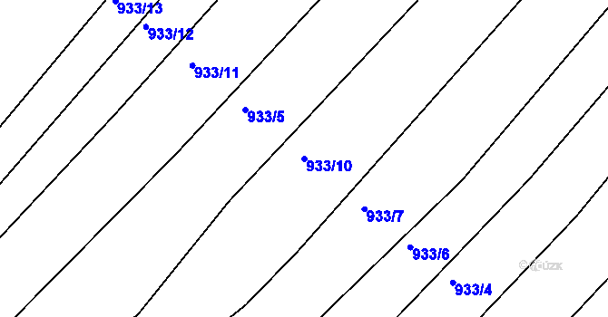Parcela st. 933/10 v KÚ Rychlov u Bystřice pod Hostýnem, Katastrální mapa