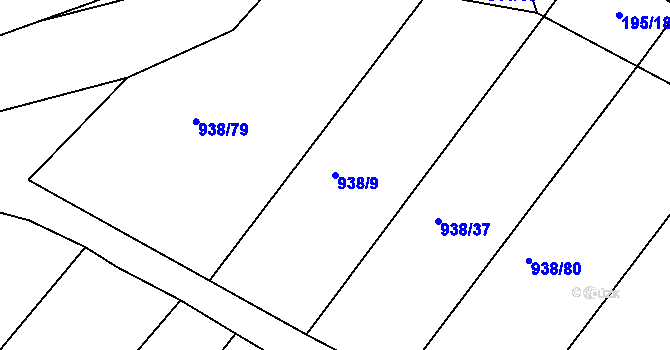 Parcela st. 938/9 v KÚ Rychlov u Bystřice pod Hostýnem, Katastrální mapa