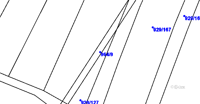 Parcela st. 964/9 v KÚ Rychlov u Bystřice pod Hostýnem, Katastrální mapa
