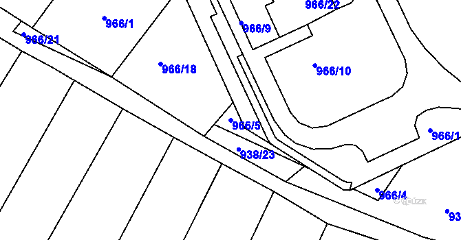 Parcela st. 966/5 v KÚ Rychlov u Bystřice pod Hostýnem, Katastrální mapa