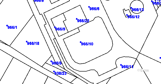 Parcela st. 966/10 v KÚ Rychlov u Bystřice pod Hostýnem, Katastrální mapa