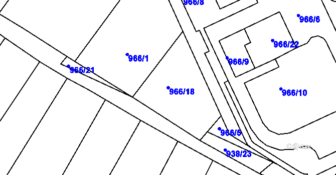 Parcela st. 966/18 v KÚ Rychlov u Bystřice pod Hostýnem, Katastrální mapa