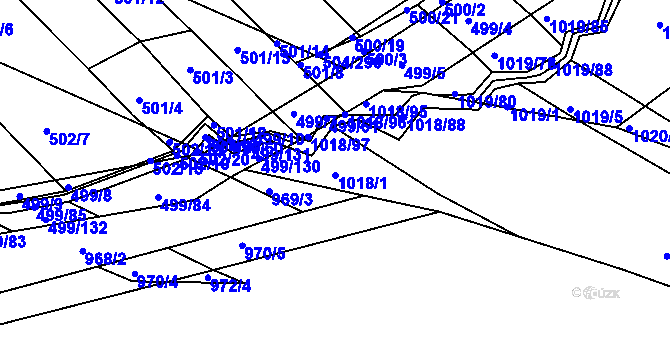 Parcela st. 1018/1 v KÚ Rychlov u Bystřice pod Hostýnem, Katastrální mapa