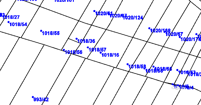 Parcela st. 1018/16 v KÚ Rychlov u Bystřice pod Hostýnem, Katastrální mapa