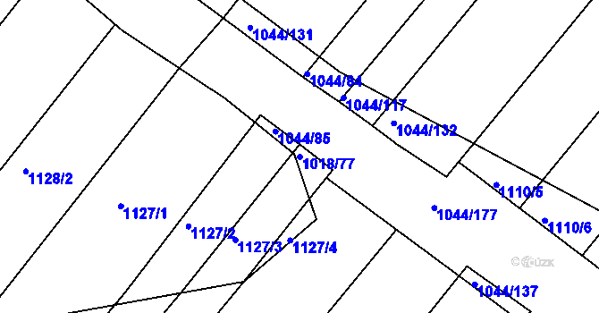 Parcela st. 1018/77 v KÚ Rychlov u Bystřice pod Hostýnem, Katastrální mapa