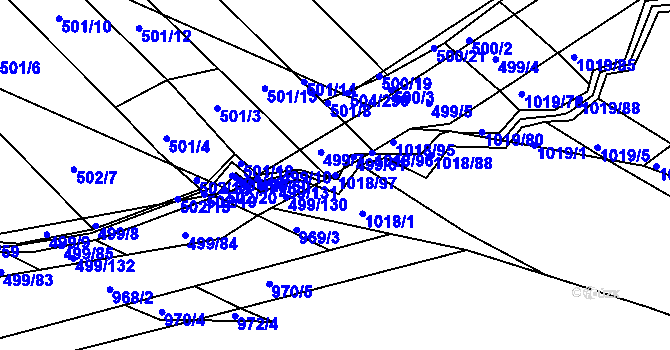 Parcela st. 1018/97 v KÚ Rychlov u Bystřice pod Hostýnem, Katastrální mapa