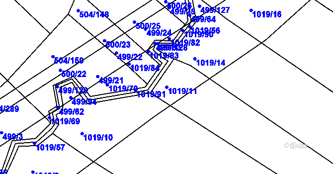 Parcela st. 1019/11 v KÚ Rychlov u Bystřice pod Hostýnem, Katastrální mapa