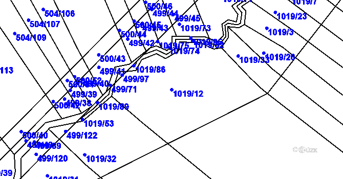 Parcela st. 1019/12 v KÚ Rychlov u Bystřice pod Hostýnem, Katastrální mapa