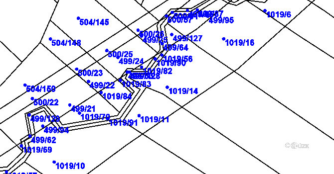 Parcela st. 1019/14 v KÚ Rychlov u Bystřice pod Hostýnem, Katastrální mapa