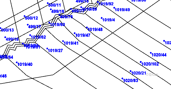Parcela st. 1019/15 v KÚ Rychlov u Bystřice pod Hostýnem, Katastrální mapa