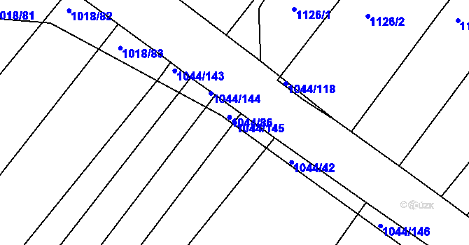 Parcela st. 1044/145 v KÚ Rychlov u Bystřice pod Hostýnem, Katastrální mapa