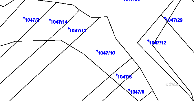Parcela st. 1047/10 v KÚ Rychlov u Bystřice pod Hostýnem, Katastrální mapa