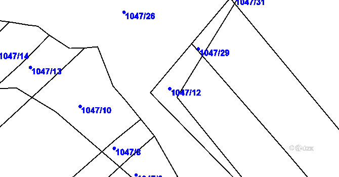 Parcela st. 1047/12 v KÚ Rychlov u Bystřice pod Hostýnem, Katastrální mapa
