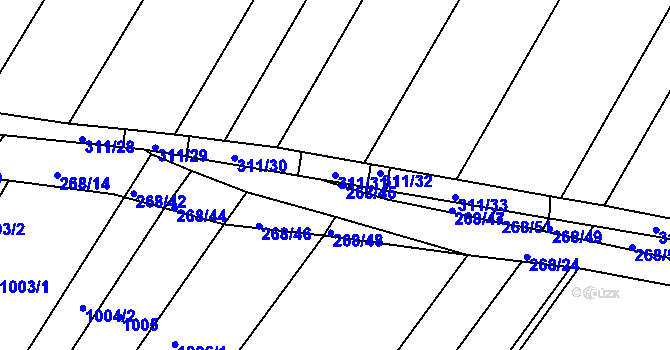 Parcela st. 311/31 v KÚ Rychlov u Bystřice pod Hostýnem, Katastrální mapa