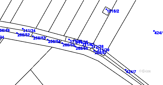 Parcela st. 311/37 v KÚ Rychlov u Bystřice pod Hostýnem, Katastrální mapa