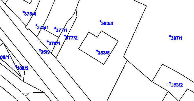 Parcela st. 383/5 v KÚ Rychlov u Bystřice pod Hostýnem, Katastrální mapa