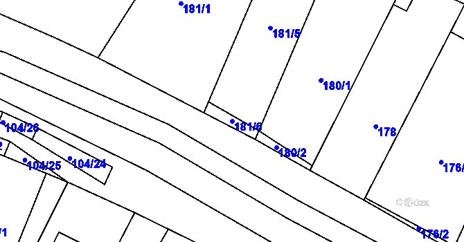 Parcela st. 181/6 v KÚ Rychlov u Bystřice pod Hostýnem, Katastrální mapa
