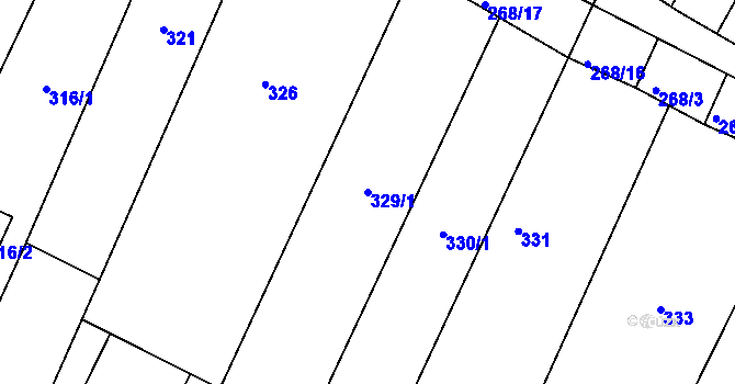 Parcela st. 329/1 v KÚ Rychlov u Bystřice pod Hostýnem, Katastrální mapa