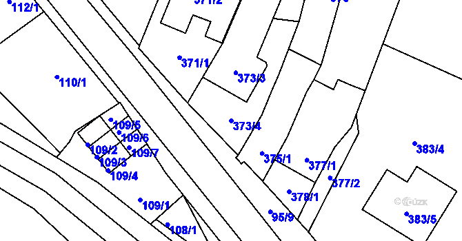 Parcela st. 373/4 v KÚ Rychlov u Bystřice pod Hostýnem, Katastrální mapa