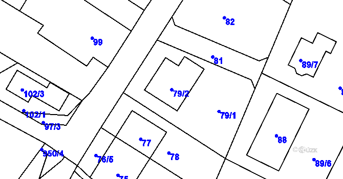 Parcela st. 79/2 v KÚ Rychlov u Bystřice pod Hostýnem, Katastrální mapa