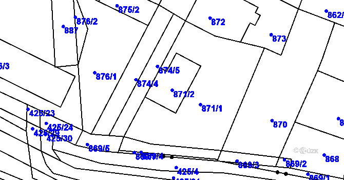 Parcela st. 871/2 v KÚ Rychlov u Bystřice pod Hostýnem, Katastrální mapa