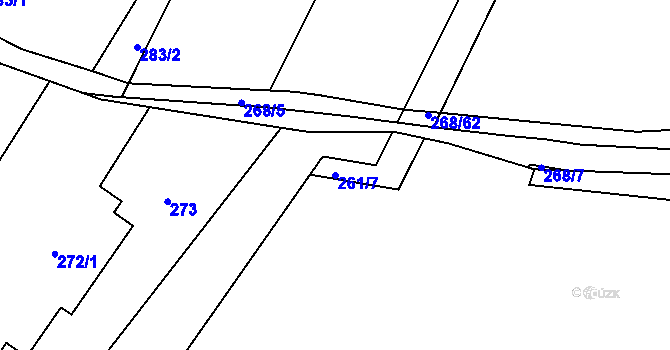 Parcela st. 261/7 v KÚ Rychlov u Bystřice pod Hostýnem, Katastrální mapa