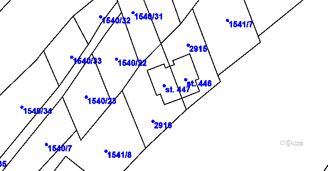 Parcela st. 447 v KÚ Bystřice pod Lopeníkem, Katastrální mapa