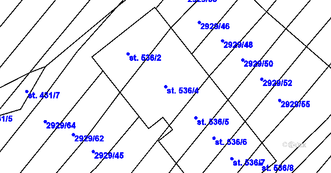 Parcela st. 536/4 v KÚ Bystřice pod Lopeníkem, Katastrální mapa